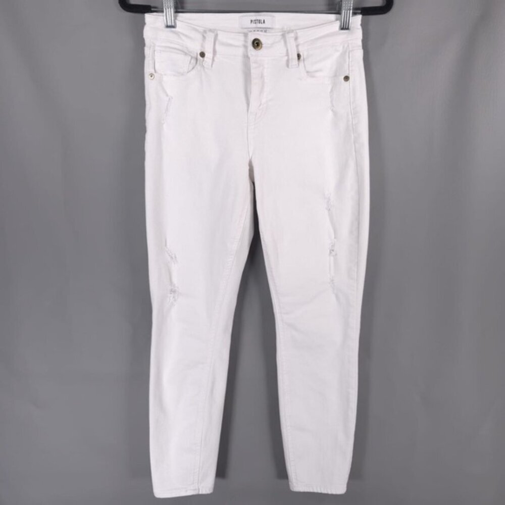 Pistola Revolve Jeans White Midrise Semi Distressed Skinny P6822ftn-Wak Size 27